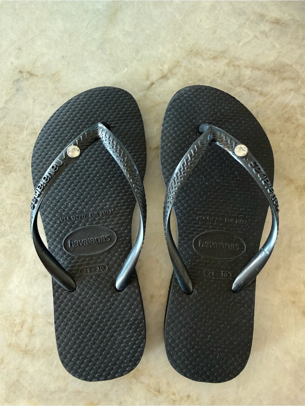 Havaianas Kids Black Flip Flop Sandals with Logo Strap